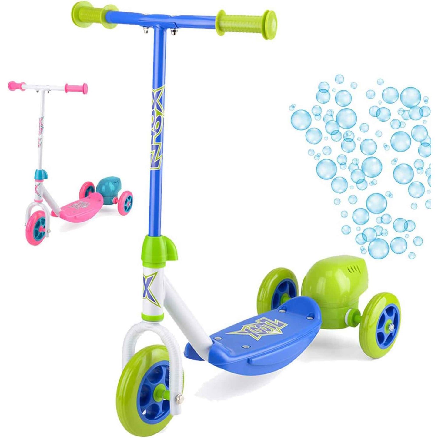 XOOTZ® Kids 3 Wheeled Bubble Scooter (Pink / Blue)