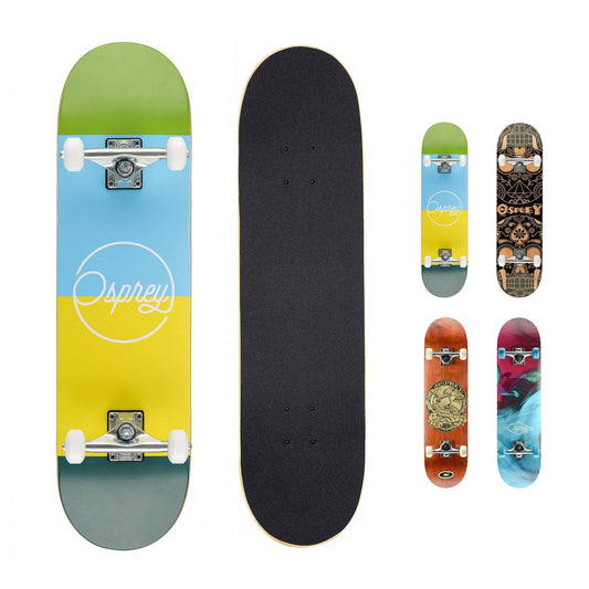 OSPREY® - Blocks - 31" Double Kick Skateboard Beginners 9 Ply Maple Deck DoubleKick Adults / Kids