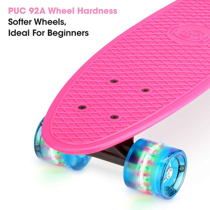 Xootz Kid's 22" Retro Plastic Skateboard with LED Light Up Wheels