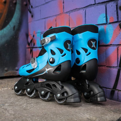 XOOTZ® Inline Roller Skates Blue (Small) 4 Wheels Skates for Kids and Beginners