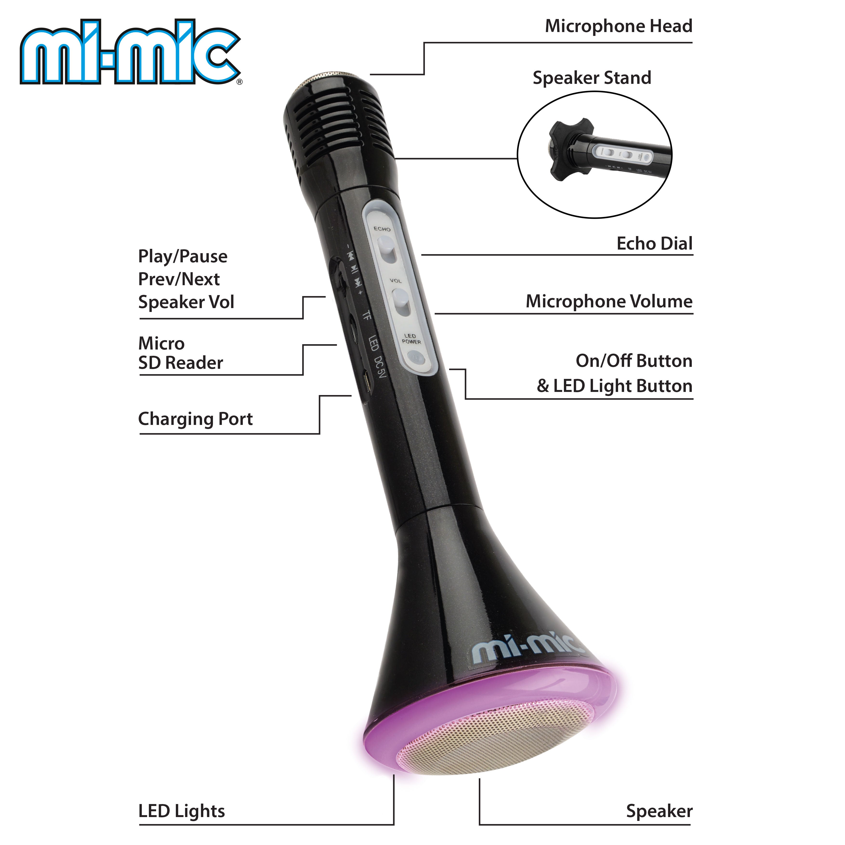 Mi Mic Karaoke Microphone Speaker Bluetooth and LED Lights Rich